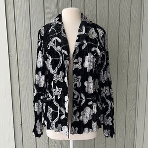 Alberto Makali VTG Velvet Embroidered Jacket XL Floral Appliqué, Covered Buttons